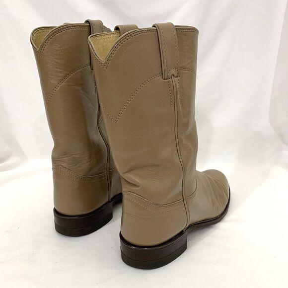 Justin Women Western Sz 6.5 B Tan Leather Round Toe Pull On Cowgirl Boot L3710 - Picture 9 of 13